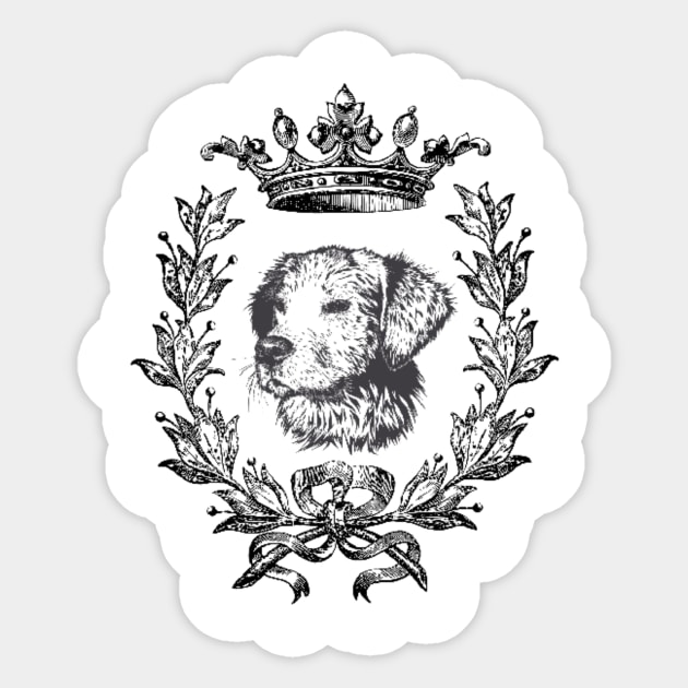 Vintage Royal Dog with crown - dogs pets Sticker by AWhouse 